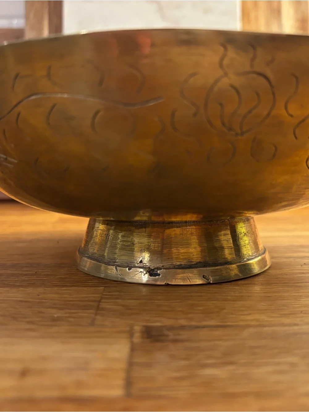 Brass Pedestal Decorative Bowl - Amber Brass Finish